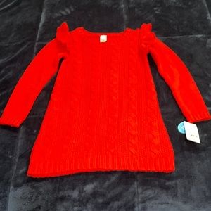 Carter’s 4T NWT red holiday sweater! Cable knit with ruffle sleeves!